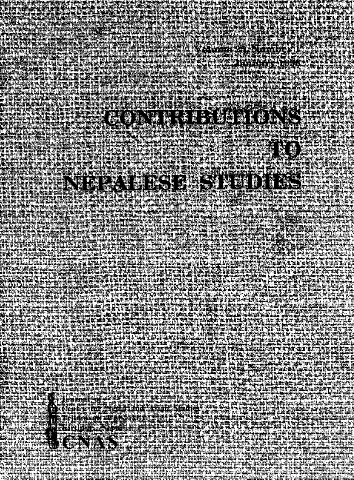 Contributions To Nepalese Studies :Volume25-01